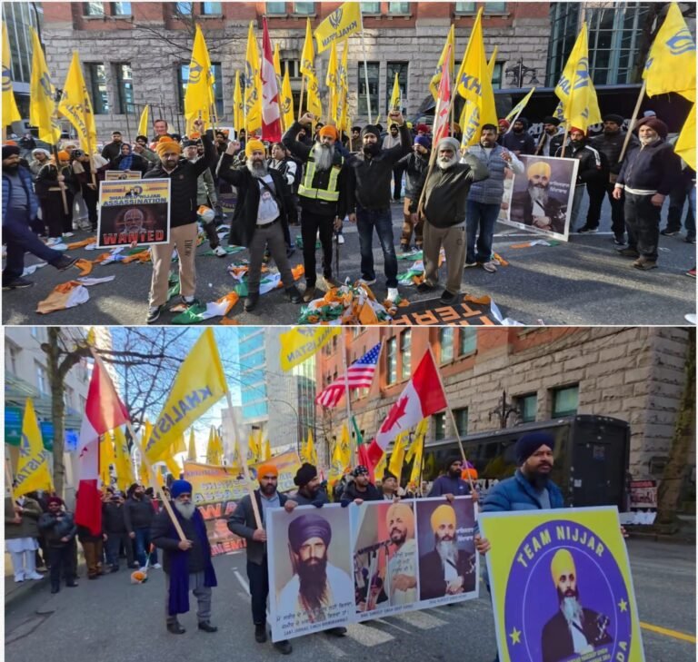 ਭਾਈ ਹਰਦੀਪ ਸਿੰਘ ਨਿੱਝਰ ਦੀ ਸ਼ਹਾਦਤ ਨੂੰ 930 ਦਿਨ ਪੂਰੇ ਹੋਣ ਤੇ ਕੈਨੇਡਾ ਵਿਖ਼ੇ ਭਾਰਤੀ ਅੰਬੈਸੀ ਮੂਹਰੇ ਵਿਰੋਧ ਪ੍ਰਦਰਸ਼ਨ  👉 ਕੈਨੇਡਾ ਵਿਚ ਹੋ ਰਹੇ ਕਤਲ, ਫਿਰੌਤੀਆਂ ਅਤੇ ਮਨੁੱਖੀ ਘਾਣਾਂ ਦੀ ਜੁੰਮੇਵਾਰ ਭਾਰਤ ਸਰਕਾਰ: ਭਾਈ ਰੰਧਾਵਾ