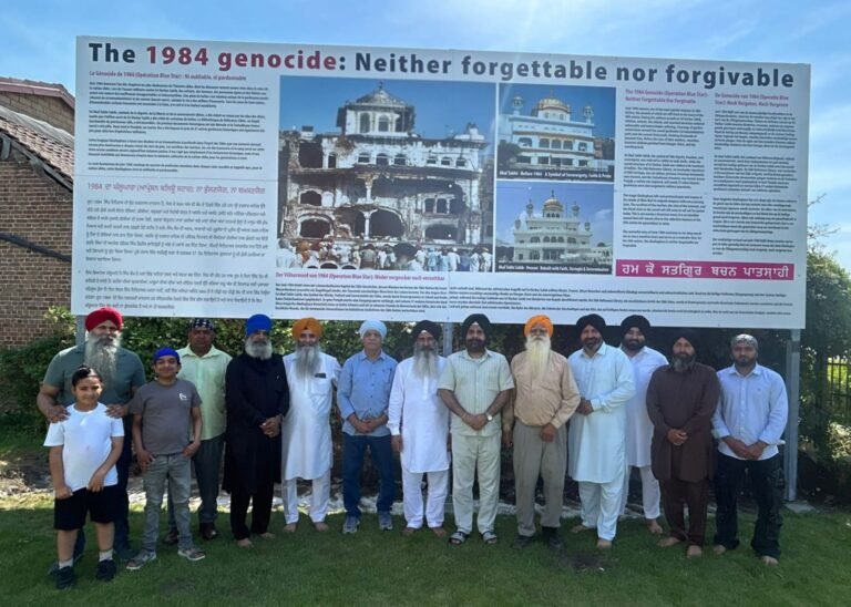 ਬੈਲਜੀਅਮ ਦੇ ਗੁਰਦੁਆਰਾ ਸੰਗਤ ਸਾਹਿਬ ਵਿਖੇ ਜੂਨ 1984 ਦੇ ਘੱਲੂਘਾਰੇ ਦੇ ਸ਼ਹੀਦਾਂ ਦੀ ਯਾਦ ‘ਚ ਵਿਸ਼ਾਲ ਬੈਨਰ ਲਗਾਇਆ, ਕੌਮ ਨੇ ਨਮ ਅੱਖਾਂ ਨਾਲ ਦਿੱਤੀ ਸ਼ਰਧਾਂਜਲੀ